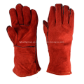 Guantes de soldadura aislados de cuero rojo de 35cm